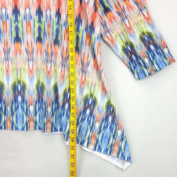 Ruby Rd Tunic Top Women 2X Geometric Beaded Multicolor Handkerchief Hem Pullover - Picture 4 of 9